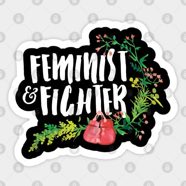 Feminist & Fighter (white text) Sticker by RachaelMakesShirts